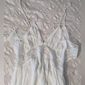 Aakaa White Linen Long Dress